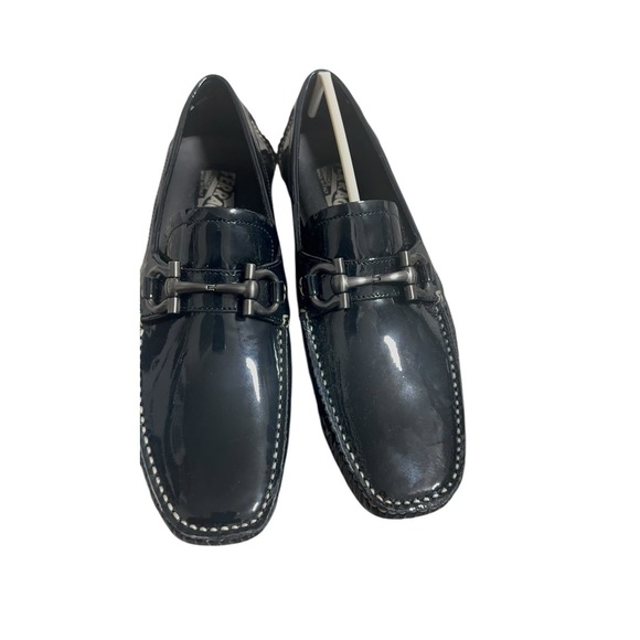 Salvatore Ferragamo Parigi Cobalto Patent Leather Driver Loafers 6.5 EE New‎
